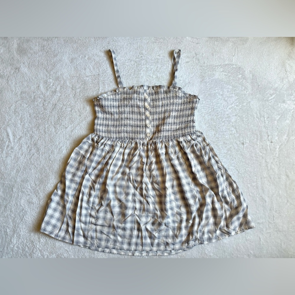 Torrid Size 1 Baby Doll Square Neck White Gray Plaid Adjustable Straps Tank Top